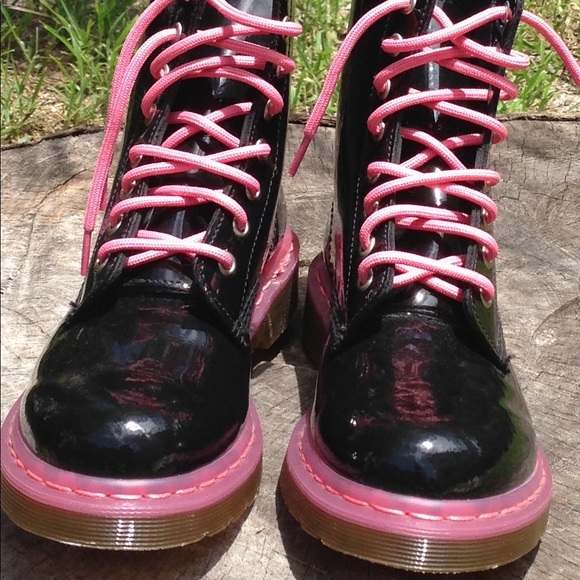 black and pink doc martens